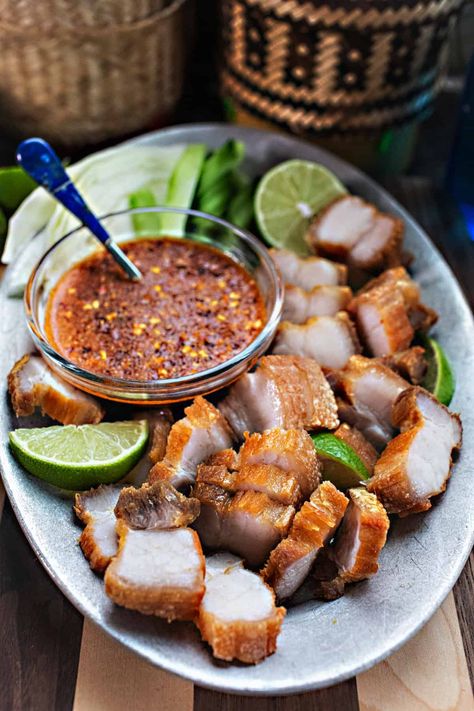 Try Thai Crispy Fried Pork Belly for a delicious and crispy meal. It's easy to make and full of authentic Thai flavors. Get ready to enjoy the taste of Thailand in just a few simple steps. #crispyporkbelly #thaiporkbelly #porkbellyrecipes #crispythaiporkbelly #crispyfriedporkbelly #porkbellyrecipe #thaiporkbellyrecipe #easyporkbelly #crispyporkbellyrecipes Asian Crispy Pork Belly, Thai Crispy Pork, Thai Crispy Pork Belly, Thai Pork Belly, Thai Pork Belly Recipes, Asian Pork Belly Recipes, Yacht Food, Asian Pork Belly, Korean Pork Belly