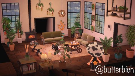 Animal Crossing House Ideas Interior, Acnh Living Rooms Ideas, Living Room Botanical, Home Floor Design, Botanical Room, Animal Crossing 3ds, Animal Crossing Guide, Happy Home Designer, Animal Crossing Wild World