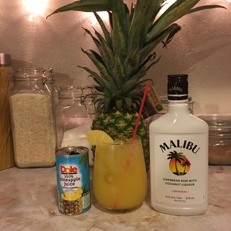 Malibu And Pineapple Juice, Pineapple Malibu, Malibu Mixed Drinks, Malibu Rum Drinks, Malibu Pineapple, Malibu Cocktails, Coconut Liqueur, Malibu Drinks, Pretty Alcoholic Drinks