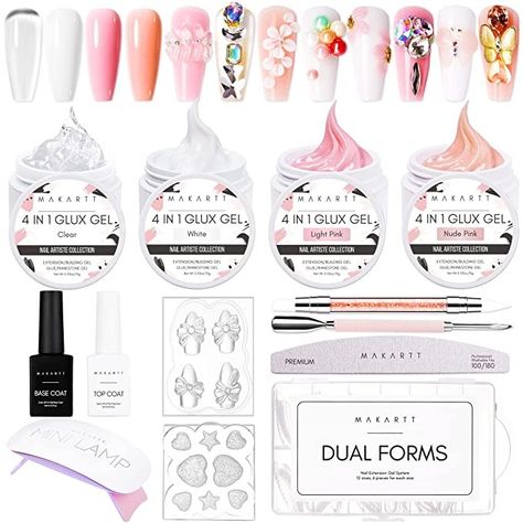 Makartt Solid Builder Nail Gel Kit for Nail Extension,All in One Hard Gel Nail Kit with Gel Base Top Coat UV LED Nail Lamp Nail File Dual Forms Gel Picker Cuticle Pusher Silicone Molds Sculpting Brush Monomer Liquid, Peeling Nails, Hard Gel Nails, Nail Pen, Soft Gel Nails, Solid Texture, Gel Glue, Nails Now, Gel Nail Kit