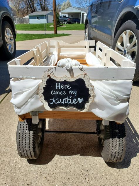 Wedding Wagon Ideas, Wagons For Weddings, Wagon For Wedding Baby, Wedding Wagons For Flower Girl, Flower Girl Wagon, Wedding Wagon, Wagon For Wedding, 7 Month Old Baby, Radio Flyer Wagons