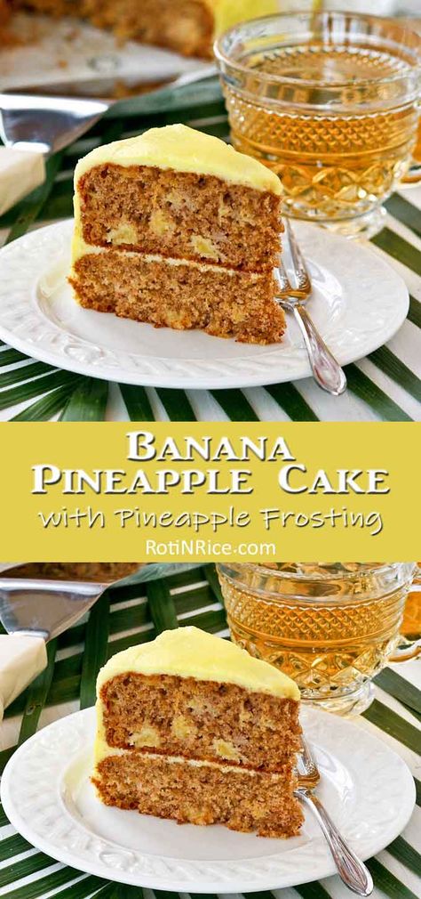 Banana And Pineapple Cake, Banana Pineapple Recipes, Banana Pinapple Recipes, Pineapple Banana Cake Recipe, Pineapple Walnut Cake, Pinapple Recipes Dessert, Pineapple Cream Cake Recipe, Pineapple Banana Cake, Banana Pineapple Cake