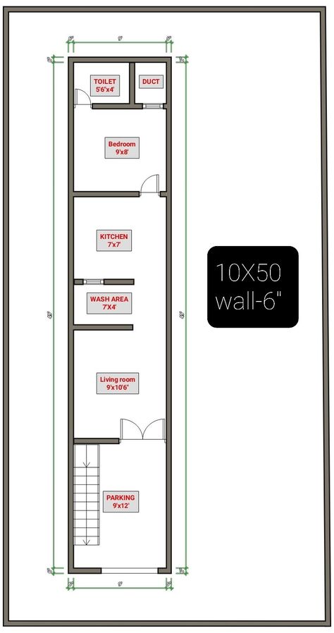 #10x50houseplan #10x50plan #10x50feetplan #10by50feethousedesign Smart House Plans, Casita Ideas, Small Apartment Plans, Row House Design, House Drawings, House Projects Architecture, 20x40 House Plans, Stair Plan, 30x40 House Plans