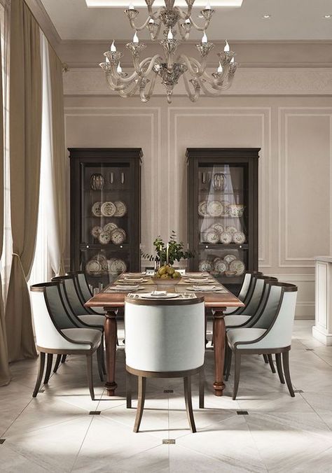 Dining Table New Classic, Formal Dining Room Ideas, Elegant Dining Table, Classic Dining Table, Red Dining Room, Coastal Dining Room, Luxurious Dining Room, Classic Dining Room, Dinning Room Design