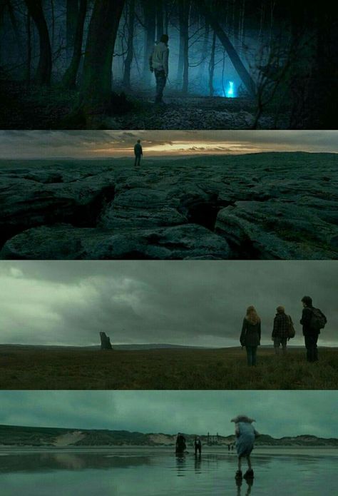 Harry Potter And The Deathly Hallows 1.1, Movie Scene Photography, Cinematic Landscape Photography, Cinematic Forest Photography, Animated Screencaps, Forest Cinematography, Harry Potter Cinematography, Cinematic Photography Cinematography, Aesthetic Movie Shots