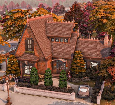 Outer Ideas, Dark Academia House, Academia House, Storybook Homes, Little House Plans, Favourite Season, Sims 4 House Design, Sims Building, Sims House Plans