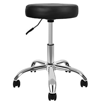 Simple Deluxe Round Rolling Stool Chair with Wheels Height Adjustable, Swivel Stool for Tatoo Lab Massage Salon Spa Bar Office, Thick Seat Padding 14 inches, Black Spa Bar, Tall Chairs, Rolling Chair, Bar Office, Swivel Stool, Office Desk Chair, Stool Chair, Home Office Chairs, Seat Pads