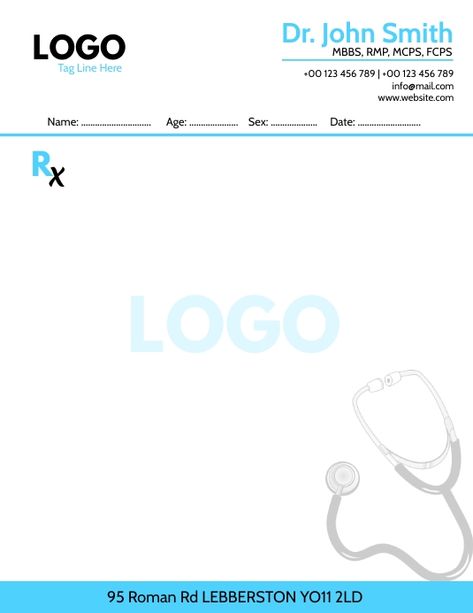 Clinic/Hospital medical prescription pad design template. Clinic Letterhead Design, Doctor Pad Design, Medical Prescription Design Creative, Doctors Prescription Design, Dental Prescription Pad Design, Prescription Pad Design Doctors, Medical Prescription Design, Prescription Pad Design, Dental Branding