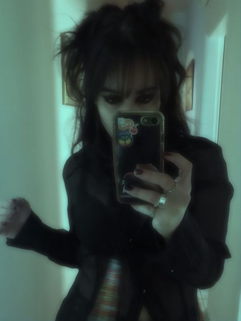 #grunge #grungeaesthetic #grungeoutfit #grungemakeup #emo #goth #gothgirl #gothaesthetic #gothic #gothcore #makeup #dark #black #blackhairstyles Goth Messy Bun, Gothcore Makeup, Messy Space Buns, 11 Aesthetic, Gothic Mirror, Goth Prom, Makeup Dark, Prom Buns, Space Buns