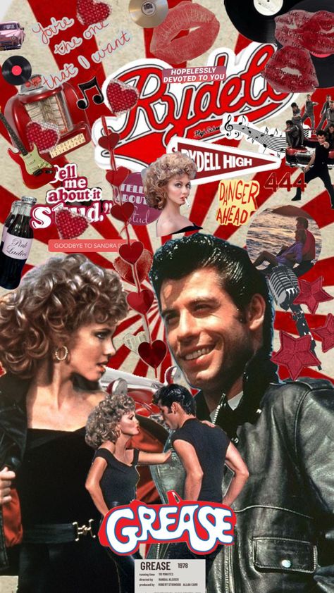 #greace #greece #50s #1950s 50s Aesthetic 1950s, Grease Aesthetic, Grease 1978, 50s Aesthetic, Grease Movie, Grease Is The Word, Grease Musical, Movie Collage, Old Fashioned Love