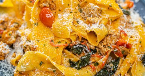 MOB Kitchen — Fennel and Sausage Pappardelle Sausage Pappardelle, Mob Kitchen, Tomato Butter, Fennel Sausage, Easy Pasta Dishes, Vegetable Puree, Juicy Tomatoes, Main Courses, Noodle Recipes