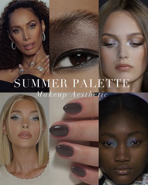 Summer Palette makeup aesthetic for all of the Summer beauts 🤍 . #coloranalysis #colouranalysis #summerpalette #softsummer #truesummer #lightsummer #coolsummer #summerpalettemakeup #coloranalyst Soft Summer Color Analysis Makeup, Summer Palette Makeup, Summer Color Palette Makeup, Light Summer Color Palette Outfits, Color Analysis Summer, Soft Summer Makeup, Complexion Colors, Cool Summer Palette, Light Summer Color Palette