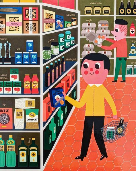 Ingela P Arrhenius on Instagram: “Illustration for Ma grande épicerie. Published by @marceletjoachim” Ingela Arrhenius Illustrations, Ingela P. Arrhenius, Ingela Arrhenius, Inspiring Illustration, Instagram Illustration, Wardrobe Furniture, Sauce Tomate, Children's Art, Children Book