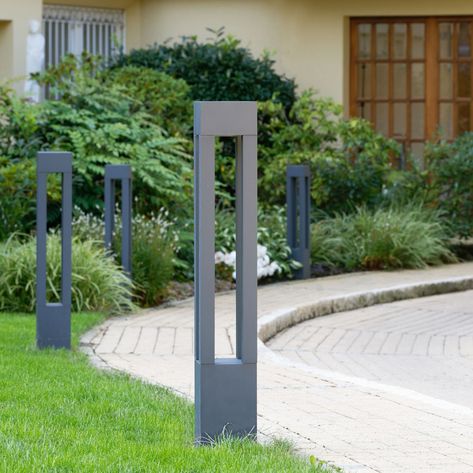 Bollards Pathways Garden, Industrial Led Lighting, Outdoor Post Light, Stone Lamp, Led Garden Lights, Lighting Uk, Concrete Table, Light Pole, Precast Concrete