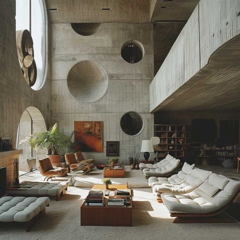 Brutalist Office Interior, Minimalist Brutalist Interior, Brutalist Maximalism, Brutalist Interior Bedroom, Brutalist Home Interior, Japandi Brutalist, Brutalist Architecture House, Brutalism Architecture Interior, Eco Brutalism Interior