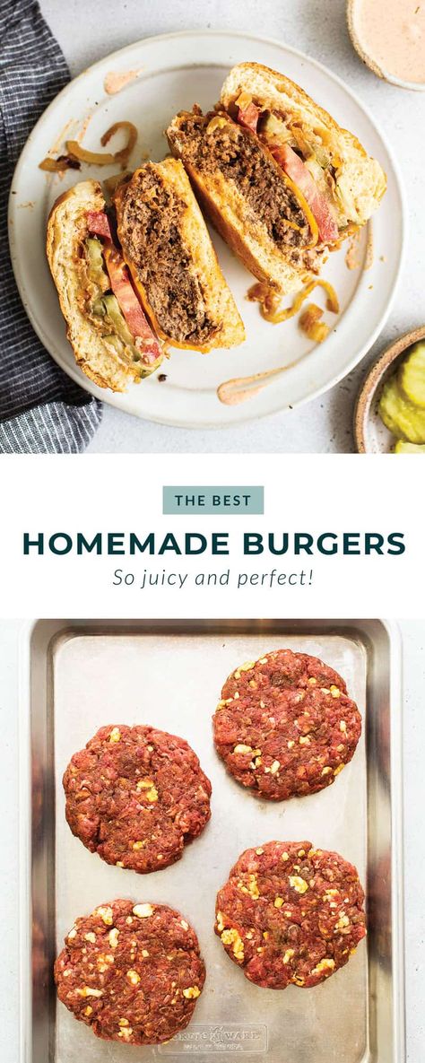 Homemade Grilled Burgers, Stovetop Burgers Recipes, Healthy Beef Burger Recipes, Homemade Burgers Patties Recipe, Best Homemade Burgers Patties, Pan Fried Burgers, Burger Patty Recipe Beef, Homemade Burgers Patties, Beef Burger Patty Recipe