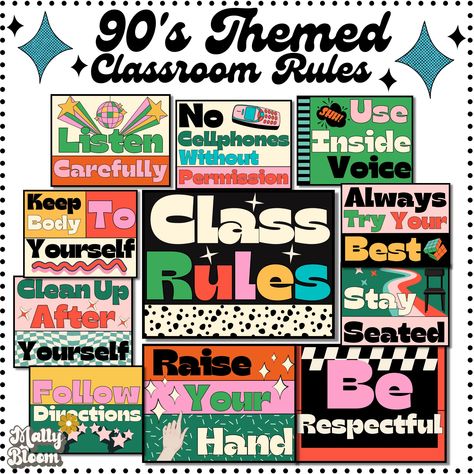 Pop Culture Classroom Decor, Y2k Classroom Theme, Classroom Rules Poster Middle School, Edgy Classroom Decor, Rockstar Theme Classroom, Hip Hop Classroom Theme, 90s Retro Classroom Theme, Checkerboard Classroom Theme, Cartoon Classroom Theme