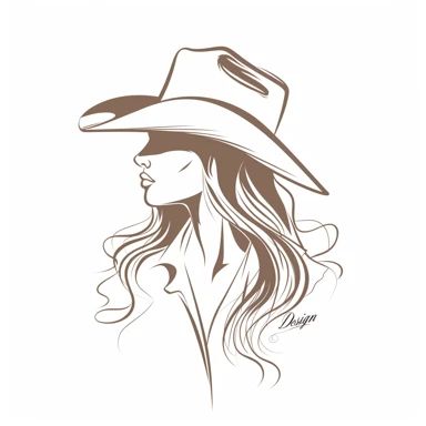 Western Vintage Tattoo, Cowgirl Face Tattoo, Cowgirl Up Tattoo, Country Music Drawings, Cowgirl Drawing Simple, Cowgirl Portrait Tattoo, Cowgirl Art Drawing, Fine Line Drawing Ideas, Cowboy Art Drawing