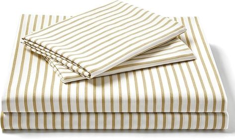 Amazon.com: FreshCulture Queen Sheet Set - Ultra Soft Striped Sheets - Brushed Microfiber - Deep Pockets up to 16" - Easy Care - Hotel Luxury 4 Piece Striped Sheets Queen, Stripe Beige : Home & Kitchen Twin Xl Sheets, Premium Hotel, King Sheets, Hotel Luxury, Queen Sheets, Striped Sheets, Twin Sheets, Twin Sheet Sets, King Sheet Sets