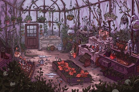 @allisonncarl on Twitter Illustration Design Graphique, Witchy Wallpaper, Setting Ideas, Green House, Environment Concept Art, Computer Wallpaper, Illustration Character Design, Freelance Illustrator, Design Graphique