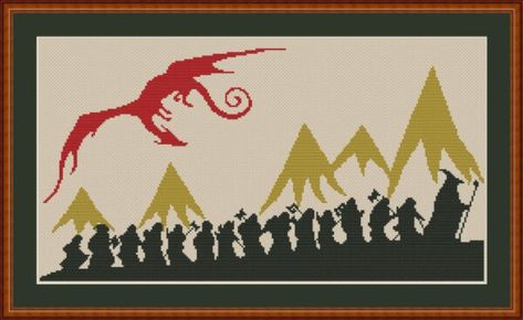 Hobbit Cross Stitch Pattern, Hobbit Silhouette, Lotr Crafts, Cross Stitch Embroidery Patterns, Embroidery Patterns Ideas, Geek Cross Stitch, Vampire Aesthetic, Cat Cross Stitch Pattern, Bead Sprite