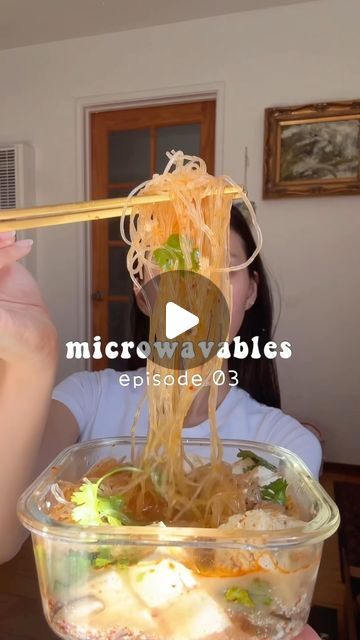 Rice Zhang on Instagram: "⚠️SAVE FOR RECIPE‼️

Spicy Miso Noodle Soup! 🍜 
- to a glass microwave safe container, add 1 spoonful of miso, gochugaru, chilli oil & a pinch of dashi! 
- Add desired toppings, veggies, mushrooms, cubed tofu, and glass noodles
- When ready to heat, add water or bone broth and microwave vented for 3 min (or more or less depending on the thickness of your noodles)
- Enjoy with green onions or cilantro on top

🏷️ easy microwave meal prep recipe, spicy miso ramen, #microwavemeals #microwavecooking #microwavefood #spicynoodles #spicynoodle #noodlesoup #easymealprep #mealpreps #mealprepidea #easylunch #easylunchideas #lunchidea #lunchinspo #microwaverecipe" Glass Noodle Recipe, Microwave Meal Prep, Glass Noodle Recipes, Glass Noodle Soup, Spicy Miso Ramen, Miso Noodle Soup, Glass Noodles Recipe, Miso Ramen, Chilli Oil