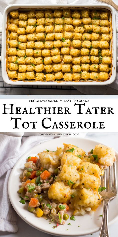 Tator Tot Casserole Healthier, Homemade Tater Tot Casserole, High Protein Tater Tot Casserole, Healthy Casserole Recipes Clean Eating, Healthy Tater Tot Casserole, Ww Blue Plan Recipes, Turkey Taco Casserole, Tater Tots Casserole, Healthy Tater Tots