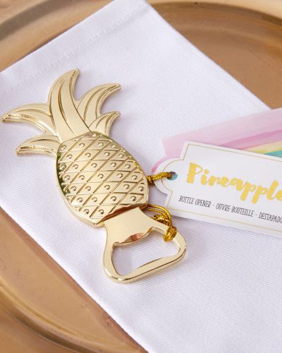 These gold pineapple bottle openers are the perfect favor for any destination or tropical themed wedding! Your guests will love receiving a favor that's both cute, practical, and can be used for many years to come. Pineapple Beer, Pineapple Wedding, Bottle Opener Favors, Wedding Bottle Opener, Pineapple Parties, Pineapple Decor, Wedding Bottles, Gold Pineapple, Bottle Opener Keychain