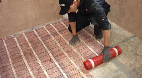 How to Install Heated Floors Under Tile Flooring | Warmup USA Installing Heated Floors, Under Floor Heating, Black Wall Tiles, Blue Tile Wall, Grey Wall Tiles, Black Floor Tiles, Metal Mosaic Tiles, Grey Floor Tiles, Floor Heating Systems