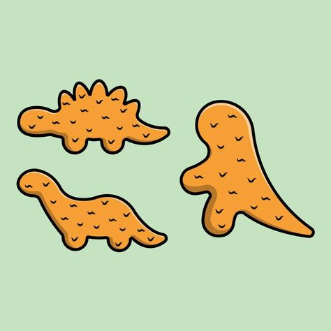 Dino Nuggets Cartoon Vector Icon Illustration. Food Icon Concept Isolated Premium Vector. Dino Nugget Drawing, Dino Nuggets Drawing, Dino Nugget Tattoo, Chicken Nuggets Drawing, Nugget Drawing, Dino Nuggies, Dino Chicken Nuggets, Dinosaur Chicken Nuggets, Dino Nuggets