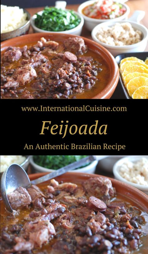 Feijoada Recipe, Brazil Food, Bean Dishes, Brazilian Recipes, Meat Cooking, Brazilian Dishes, South American Recipes, Latin Recipes, Around The World Food