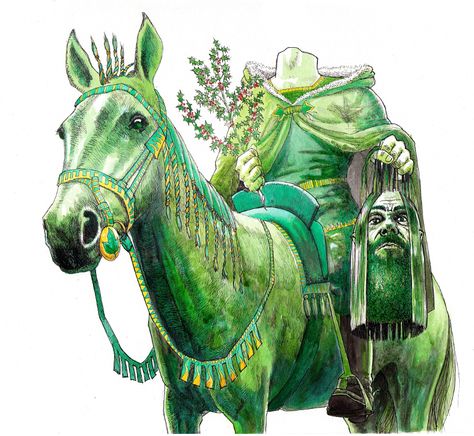 Sir Gawain, The Green Knight, Green Knight, Fairytale Illustration, Knight Art, Mystical Creatures, Fantasy Warrior, Medieval Art, Fantasy Inspiration