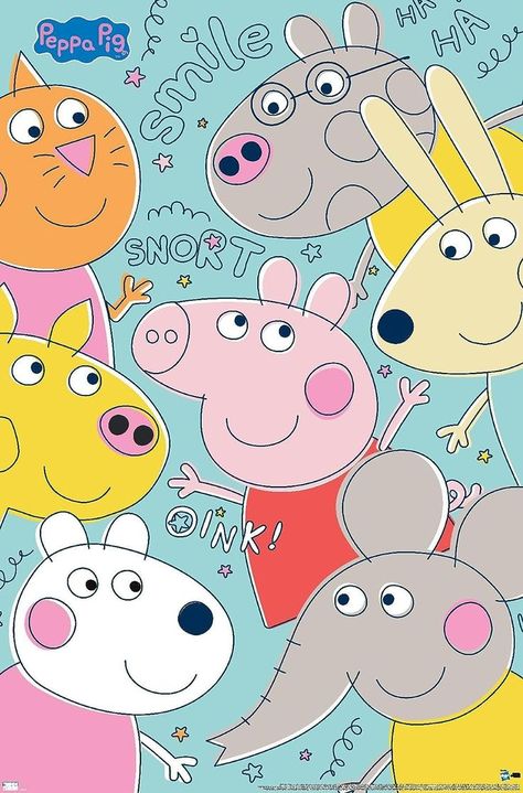 Trends International Peppa Pig - Grid Wall Poster, 22.375" x 34", Premium Unframed Version Pepa Pig Wallpaper, Peppa Wallpaper, Peper Pig, Peppa Pig Poster, Dora The Explorer Pictures, Childhood Background, Cute Kids Wallpaper, Peppa Pig Background, Peppa Pig Painting