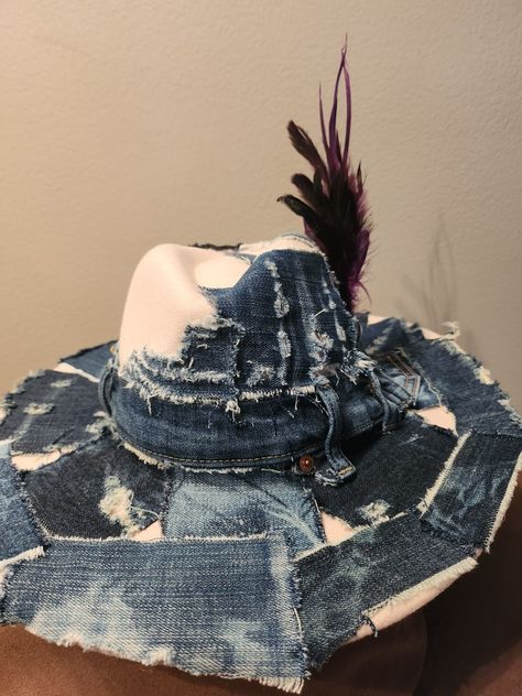 Blue Denim Hat, One Size Fits Most, Blue Denim Hat For Streetwear, Vintage Denim Hat For Streetwear, Vintage Denim Blue Denim Hat, Washed Denim Blue Hat, Jean Hat, Hat Collection, Hats