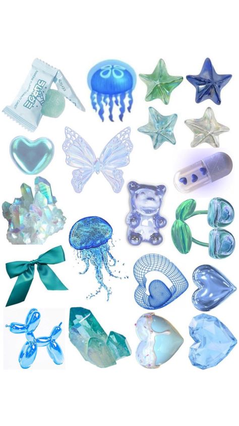 Blue Digital Stickers, 3d Stickers Printable, Cybercore Stickers, Blue Stickers Printable, Blue Stickers Aesthetic Printable, Digital Stickers Aesthetic, Aesthetic Digital Stickers, Phone Emoji, Blue Scrapbook