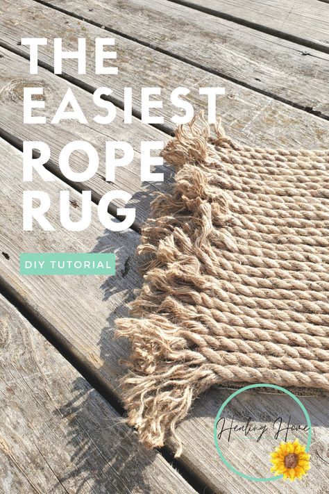 In this DIY Rope Rug Tutorial we discover how easy and simple it is to create a rustic DIY Rope rug in only about an hours worth of time. #diy #homedecor #DIYrug #roperug #rustic #farmhouse #rustickitchen Diy Bath Mat, Rope Rugs, Chunky Jute Rug, Bath Mat Diy, Macrame Rug, Jute Rug Living Room, Rug Diy, Rope Rug, Braided Rug Diy