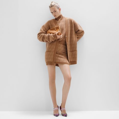 Sweater - Brown cashmere pullover | Fendi Stefano Pilati, Fendi First, Fendi Logo Design, Fendi Store, Striped Earrings, Fendi Logo, Brown Leather Bag, One Bag, Cashmere Cardigan