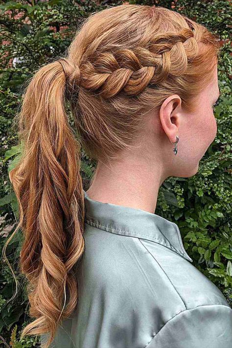 Side French Braid with Pony for a Cheerleaders Long Hair French Braid Ponytail, Side French Braids, Pony Hairstyles, Cheerleading Hairstyles, Effortless Hairstyles, Back To School Hairstyles, Cornrow Hairstyles, French Braid, Twist Hairstyles