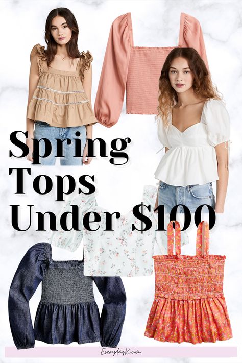 Ready to shop for Spring. Head to the blog for a post on some of the best spring tops under $100. Spring Tops, Saturated Color, Basic Tops, Summer Tops, Nice Tops, Warm Weather, Classic Looks, Floral Tops, Open Shoulder Tops