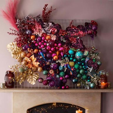 Beaded Wall Art, Ornament Tree Display, Christmas Tree Shape, Xmas Baubles, Ornament Garland, Christmas Living Room, Ornament Display, Colorful Trees, Chic Christmas