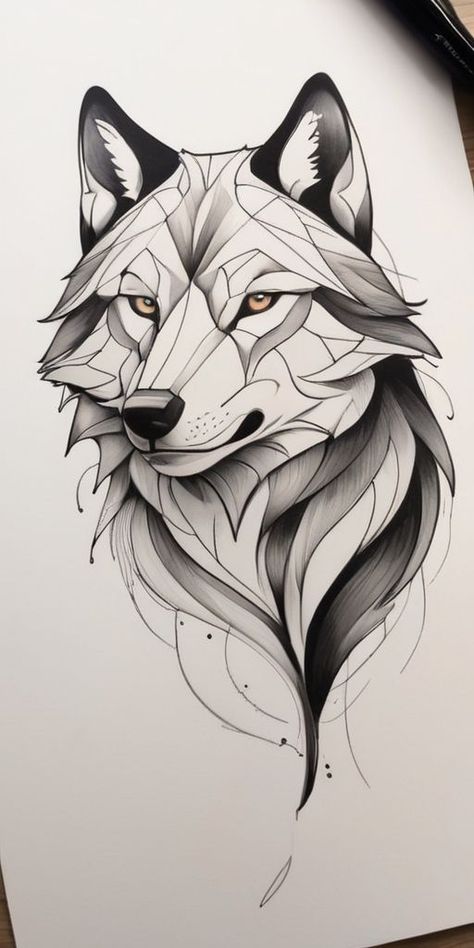 Winged Wolf Tattoo, Wolf Mandala Tattoo, Line Work Tattoo Design, Wolf Face Drawing, Side View Of Face, Wolf Tattoo Ideas, Wolf Tattoos Men, Totem Tattoo, Wolf Designs