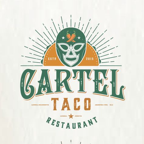 Discover | 99designs Mexican Graphic Design, Bar Branding, Taco Restaurant, Ideas Graphic Design, Gym Setup, Breakfast Places, Taco Bar, Geometric Logo, Logo Restaurant