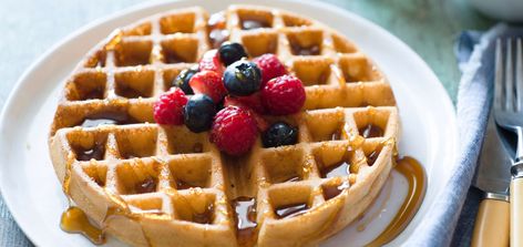 Whole Grains Whole Wheat Waffle Recipe, Wheat Waffle Recipe, Wheat Waffles, Apple Waffles, Whole Wheat Waffles, Belgian Waffles Recipe, King Arthur Baking, Oatmeal Bread, Whole Grain Flour