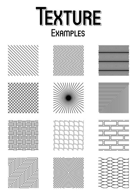 Art Texture Drawing Examples Elements Of Design Examples, Elements Of Art Value Examples, Value Elements Of Art, Texture Lines Drawing, Texture Elements Of Design, Elements Of Art Texture Examples, Examples Of Shape In Art, Easy Texture Drawing, Value Element Of Art Drawings