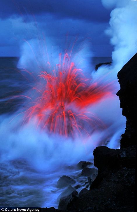 Flame Pictures, Ice Volcano, Lava Flow, Natural Phenomena, In The Ocean, Amazing Nature, Volcano, Natural Wonders, Beautiful World