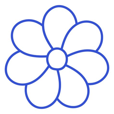 Simple stroke seven petals flower PNG Design Rose Petals Drawing, Petals Drawing, Petal Template, Daisy Costume, Flower Petal Template, Simple Flower Drawing, Flower Png Images, Flower Outline, Simple Flowers