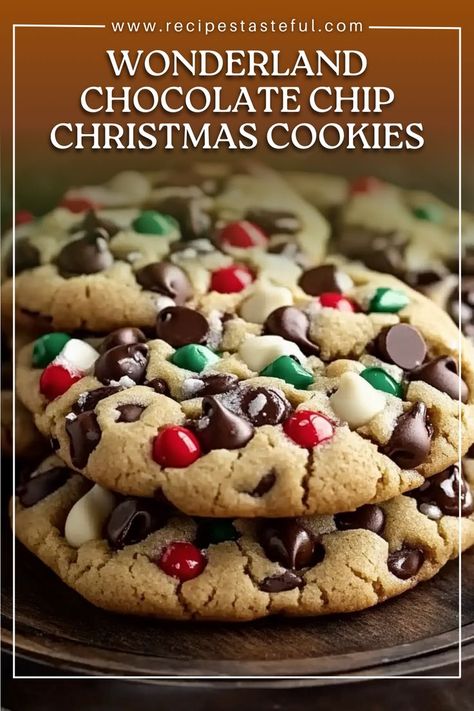 These Winter Wonderland Chocolate Chip Christmas Cookies are a festive twist on the classic cookie, featuring rich semisweet chocolate chips and a snowy touch with white chocolate chips. With a touch of holiday sprinkles, these cookies are perfect for holiday gatherings or as a cozy winter treat. Soft, chewy, and full of chocolatey goodness, these cookies will be a hit at any holiday event! One Cookie Recipe Different Cookies, Best Cookies Ever Christmas, Chocolate Chip Santa Cookies, Best Xmas Cookies Recipes, Three Chocolate Chip Cookies, New Year Decorated Sugar Cookies, White Chocolate Chip Cookies Christmas, Winter Wonderland Christmas Cookies, Chocolate And White Chocolate Cookies