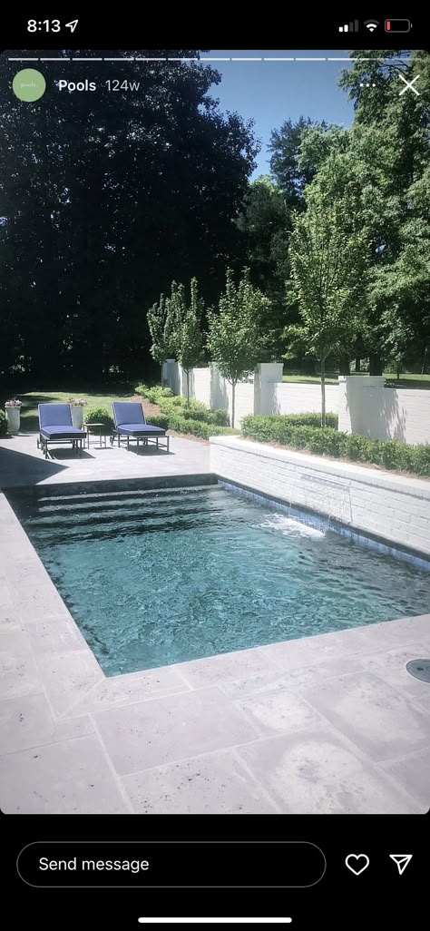 Lap Pool Landscaping, French Country Pool Landscaping, Traditional Pool Landscaping, Side Yard Pool, Rural Pool Landscaping, European Pool Landscape, Small Pool In Big Yard, Boston Living, Pool Plans