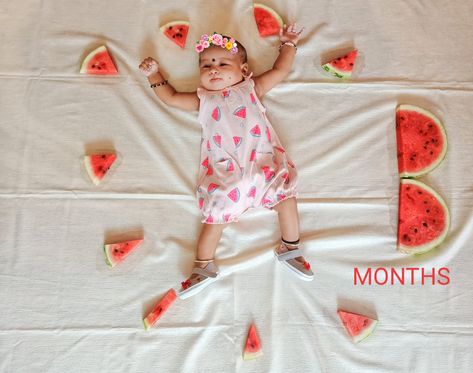 Cool watermelon theme for hot summer. Watermelon Theme Photo Shoot, 3rd Month Baby, Month Photoshoot Ideas, Watermelon Photo Shoot, Watermelon Photo, Watermelon Theme, Baby Pic, Baby Shoot, 3 Month Baby