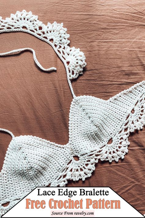 Crochet Bralette Patterns, Crochet Bralette Pattern Free, Edge Crochet, Crochet Bralette Pattern, Bralette Crochet, Cool Crochet, Reverse Single Crochet, Bralette Pattern, Crochet Festival